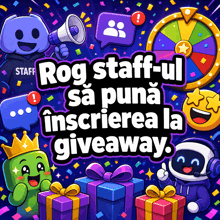 a poster that says rog staff-ul sa puna inscriptiona la giveaway