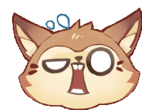 a cartoon drawing of a fox 's face with a surprised expression