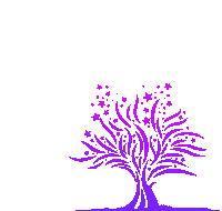 a purple tree with a lot of stars coming out of it