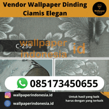 a poster for vendor wallpaper dinding ciamis elegan c-236 indonesia