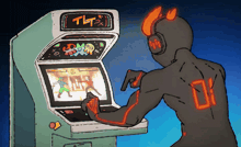 a cartoon of a man playing a video game called tlt3