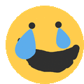 a smiley face with tears coming out of its eyes and a black mustache .