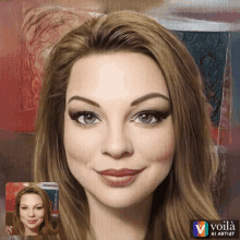 a picture of a woman with a voila ai artist icon