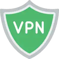 a green shield with the word vpn in white letters