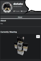 a screenshot of dotato 's profile and currently wearing clothes