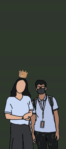 a drawing of a man and a woman with a crown on their heads