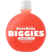 a bottle of buzzball biggies strawberry rita drink