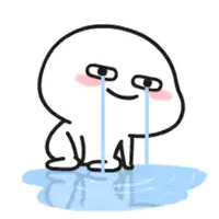 a cartoon character is crying while sitting in a puddle of water .