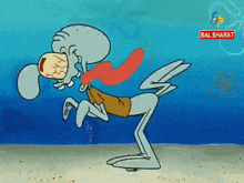 a cartoon of squidward from spongebob squarepants is shown on bal bharat tv