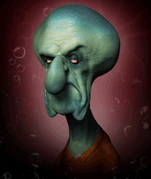 a cartoon of squidward from spongebob squarepants looks angry