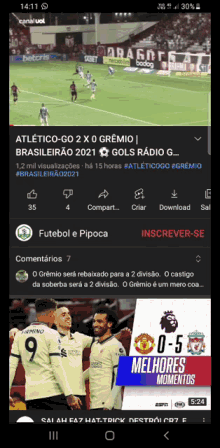 a screenshot of a soccer game on a phone