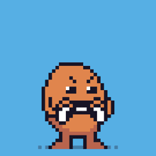 a pixel art drawing of a red object with flames coming out of it