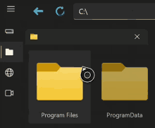 a screenshot of a computer screen showing two folders for program files and programdata