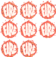 a bunch of circles with the word fire on them