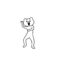 a black and white drawing of a cartoon bear dancing .