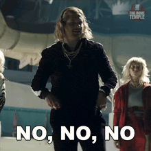 a man in a suit says " no no no "
