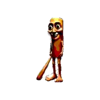 a pixel art of a sausage holding a baseball bat