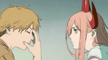 a cartoon of a man and a woman with horns