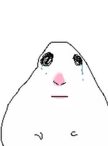 a drawing of a hamster 's face with tears coming out of its eyes .