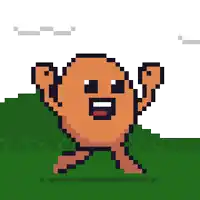 a pixel art illustration of a cartoon character with a big mouth