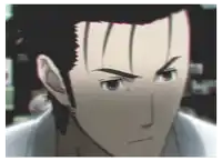 a close up of a man 's face with a white shirt