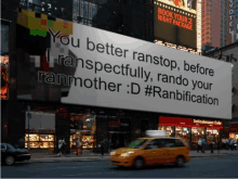 a billboard that says you better ranstop before ranmother on it