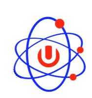 a drawing of an atom with the letter u on it