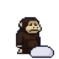 a pixel art of a monkey sitting on a rock