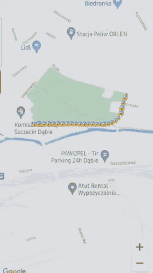 a google map shows the location of pawopel - tir parking 24h dąbie