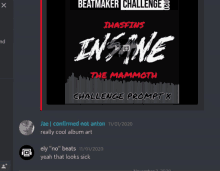 a screenshot of a discord conversation with a poster for the beatmaker challenge