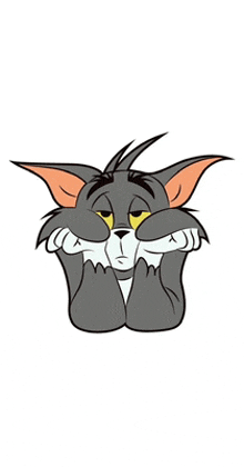 a cartoon cat with a sad look on his face covering his face with his hands