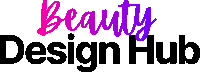 a logo for beauty design hub in pink and purple