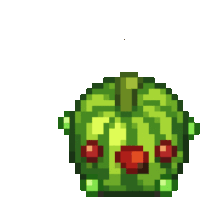 a pixel art of a watermelon with red berries on it