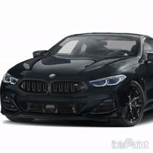 a black bmw with a black grille on the front