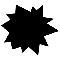 a black star on a white background that looks like a starburst