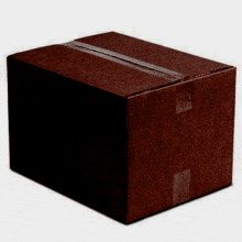 a brown cardboard box with a white stripe on it