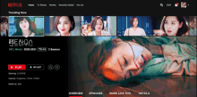 a netflix screen shows a collage of images of a woman laying on the ground