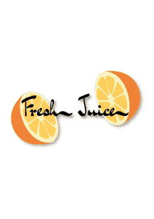 a logo for fresh juice shows a sliced orange