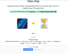 a screenshot of a game that says time stop on it