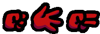 a cartoon drawing of a red claw with the letters c and k on it .