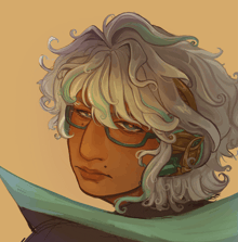 a drawing of a person with a scarf around their neck