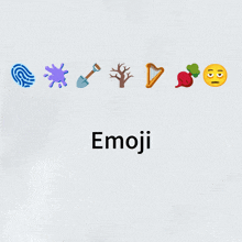 a row of emojis including a shovel a tree a harp and a beet