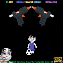a gif of two glue guns with the words in gif sticker search @zhot and @zhotcita