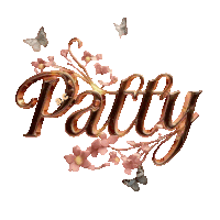 the word patty is surrounded by flowers and butterflies on a white background