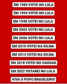 a poster that says em 1989 votei no lula on the top