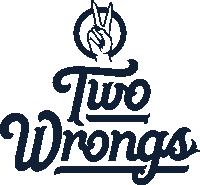 a logo for two wrongs with a peace sign in the center