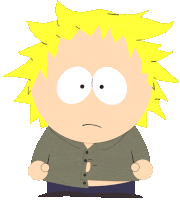 a cartoon character with a yellow hair and white eyes looks angry