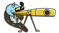 a cartoon character is holding a sniper rifle with a circle in the middle