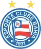 the logo for esporte clube bahia is a blue circle with a flag in the middle .