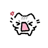 a drawing of a cat with its mouth open and a red star on its forehead .